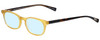 Profile View of Eyebobs On Board Designer Blue Light Blocking Eyeglasses in Champagne Gold Yellow Crystal Brown Unisex Round Full Rim Acetate 47 mm