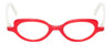 Front View of Eyebobs Peep Show Designer Reading Eye Glasses with Prescription Bi-Focal Rx Lenses in Red Crystal White Marble Ladies Cateye Full Rim Acetate 46 mm