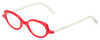 Profile View of Eyebobs Peep Show Designer Blue Light Blocking Eyeglasses in Red Crystal White Marble Ladies Cateye Full Rim Acetate 46 mm