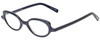 Profile View of Eyebobs Peep Show Designer Blue Light Blocking Eyeglasses in Deep Purple Blue Marble Ladies Cateye Full Rim Acetate 46 mm