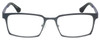 Front View of Eyebobs Protractor Designer Reading Glasses Gun Metal Black Matte Navy Blue 54mm