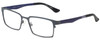 Profile View of Eyebobs Protractor Designer Blue Light Blocking Eyeglasses in Gun Metal Black Matte Navy Blue Unisex Square Full Rim Metal 54 mm