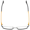 Top View of Eyebobs Protractor Designer Reading Eye Glasses with Custom Left and Right Powered Lenses in Gun Metal Black Mustard Yellow Unisex Square Full Rim Metal 54 mm