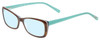 Profile View of Eyebobs Purrfect Designer Blue Light Blocking Eyeglasses in Tortoise Havana Brown Gold Marble Aqua Blue Ladies Cateye Full Rim Acetate 54 mm