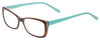 Profile View of Eyebobs Purrfect Designer Progressive Lens Blue Light Blocking Eyeglasses in Tortoise Havana Brown Gold Marble Aqua Blue Ladies Cateye Full Rim Acetate 54 mm