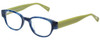 Profile View of Eyebobs Rita Book Designer Bi-Focal Prescription Rx Eyeglasses in Blue Marble Tortoise Havana Green Ladies Round Full Rim Acetate 47 mm