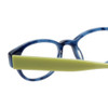 Close Up View of Eyebobs Rita Book Designer Reading Eye Glasses with Prescription Progressive Rx Lenses in Blue Marble Tortoise Havana Green Ladies Round Full Rim Acetate 47 mm