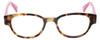 Front View of Eyebobs Rita Book Designer Reading Eye Glasses with Prescription Progressive Rx Lenses in Blonde Tortoise Havana Brown Gold Pink Ladies Round Full Rim Acetate 47 mm
