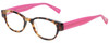 Profile View of Eyebobs Rita Book Designer Progressive Lens Prescription Rx Eyeglasses in Blonde Tortoise Havana Brown Gold Pink Ladies Round Full Rim Acetate 47 mm