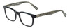 Profile View of Eyebobs C See Through Designer Blue Light Blocking Eyeglasses in Gloss Black Mosaic White Snakeskin Unisex Square Full Rim Acetate 52 mm