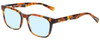 Profile View of Eyebobs C See Through Designer Blue Light Blocking Eyeglasses in Light Tortoise Havana Brown Gold Crystal Unisex Square Full Rim Acetate 52 mm