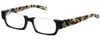 Profile View of Eyebobs Snippy Designer Single Vision Prescription Rx Eyeglasses in Matte Black Leopard Grey Tortoise Havana Unisex Rectangle Semi-Rimless Acetate 48 mm