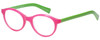Profile View of Eyebobs Soft Kitty Designer Single Vision Prescription Rx Eyeglasses in Pink Crystal Green Ladies Cateye Full Rim Acetate 48 mm