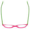 Top View of Eyebobs Soft Kitty Designer Reading Eye Glasses with Single Vision Prescription Rx Lenses in Pink Crystal Green Ladies Cateye Full Rim Acetate 48 mm