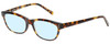 Profile View of Eyebobs Stew Zoo Designer Blue Light Blocking Eyeglasses in Tortoise Havana Brown Gold Crystal Ladies Cateye Full Rim Acetate 52 mm