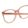 Close Up View of Eyebobs Sweetie Designer Reading Eye Glasses with Single Vision Prescription Rx Lenses in Pink Crystal Blush Ladies Cateye Full Rim Acetate 54 mm