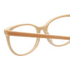 Close Up View of Eyebobs Sweetie Designer Reading Eye Glasses with Single Vision Prescription Rx Lenses in Tan Taupe Brown Ladies Cateye Full Rim Acetate 54 mm