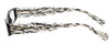 Side View of Eyebobs Thick Eye Designer Reading Eye Glasses in Gloss Black Mosaic Crystal White Ladies Rectangle Full Rim Acetate 50 mm