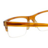 Close Up View of Eyebobs Top Dog Designer Reading Eye Glasses with Single Vision Prescription Rx Lenses in Light Brown Horn Marble Crystal Unisex Square Semi-Rimless Acetate 56 mm