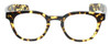 Front View of Eyebobs Total Wit Designer Reading Eye Glasses with Custom Left and Right Powered Lenses in Tortoise Havana Brown Light Gold Crystal Unisex Round Full Rim Acetate 46 mm