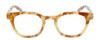 Front View of Eyebobs Waylaid Designer Reading Eye Glasses with Single Vision Prescription Rx Lenses in Caramel Blonde Tortoise Havana Brown Gold Ladies Round Full Rim Acetate 46 mm