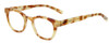 Profile View of Eyebobs Waylaid Designer Progressive Lens Prescription Rx Eyeglasses in Caramel Blonde Tortoise Havana Brown Gold Ladies Round Full Rim Acetate 46 mm