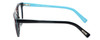 Side View of Eyebobs Wedge Designer Reading Eye Glasses in Black Silver Powder Baby Blue Unisex Round Full Rim Acetate 52 mm
