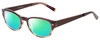Profile View of John Varvatos V355-REDWOOD Designer Polarized Reading Sunglasses with Custom Cut Powered Green Mirror Lenses in Brown Tortoise Marble Crystal Fade Unisex Oval Full Rim Acetate 51 mm