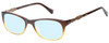 Profile View of Lucky Brand Palm Designer Progressive Lens Blue Light Blocking Eyeglasses in Brown Crystal Fade Unisex Square Full Rim Acetate 52 mm