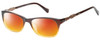 Profile View of Lucky Brand Palm Designer Polarized Sunglasses with Custom Cut Red Mirror Lenses in Brown Crystal Fade Unisex Square Full Rim Acetate 52 mm