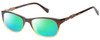 Profile View of Lucky Brand Palm Designer Polarized Reading Sunglasses with Custom Cut Powered Green Mirror Lenses in Brown Crystal Fade Unisex Square Full Rim Acetate 52 mm