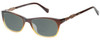Profile View of Lucky Brand Palm Designer Polarized Reading Sunglasses with Custom Cut Powered Smoke Grey Lenses in Brown Crystal Fade Unisex Square Full Rim Acetate 52 mm