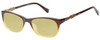 Profile View of Lucky Brand Palm Designer Polarized Reading Sunglasses with Custom Cut Powered Sun Flower Yellow Lenses in Brown Crystal Fade Unisex Square Full Rim Acetate 52 mm