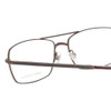 Close Up View of John Varvatos V148 Designer Reading Eye Glasses with Custom Cut Powered Lenses in Antique Brown Mens Classic Full Rim Metal 60 mm
