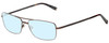 Profile View of John Varvatos V148 Designer Blue Light Blocking Eyeglasses in Antique Brown Mens Classic Full Rim Metal 60 mm
