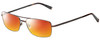 Profile View of John Varvatos V148 Designer Polarized Sunglasses with Custom Cut Red Mirror Lenses in Antique Brown Mens Classic Full Rim Metal 60 mm