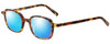 Profile View of Eyebobs Been There 2291-19 Designer Polarized Reading Sunglasses with Custom Cut Powered Blue Mirror Lenses in Matte Tortoise Havana Brown Gold Unisex Oval Full Rim Acetate 45 mm