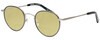 Profile View of Eyebobs BFF 3173-00 Designer Polarized Reading Sunglasses with Custom Cut Powered Sun Flower Yellow Lenses in Silver Black Unisex Oval Full Rim Metal 46 mm