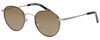 Profile View of Eyebobs BFF 3173-00 Designer Polarized Reading Sunglasses with Custom Cut Powered Amber Brown Lenses in Silver Black Unisex Oval Full Rim Metal 46 mm