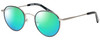 Profile View of Eyebobs BFF 3173-00 Designer Polarized Reading Sunglasses with Custom Cut Powered Green Mirror Lenses in Silver Black Unisex Oval Full Rim Metal 46 mm