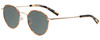 Profile View of Eyebobs BFF 3173-06 Designer Polarized Sunglasses with Custom Cut Smoke Grey Lenses in Orange Tortoise Havana Gold Unisex Oval Full Rim Metal 46 mm