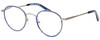 Profile View of Eyebobs BFF 3173-10 Designer Reading Eye Glasses with Custom Cut Powered Lenses in Blue Silver Unisex Oval Full Rim Metal 46 mm