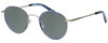 Profile View of Eyebobs BFF 3173-10 Designer Polarized Reading Sunglasses with Custom Cut Powered Smoke Grey Lenses in Blue Silver Unisex Oval Full Rim Metal 46 mm