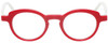 Front View of Eyebobs Cabaret 2296-01 Ladies Oval Designer Reading Glasses Red White Marble 40mm