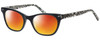 Profile View of Eyebobs Florence 2746-00 Designer Polarized Sunglasses with Custom Cut Red Mirror Lenses in Black Crystal Ladies Cateye Full Rim Acetate 47 mm
