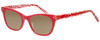 Profile View of Eyebobs Florence 2746-01 Designer Polarized Sunglasses with Custom Cut Amber Brown Lenses in Red Crystal Ladies Cateye Full Rim Acetate 47 mm