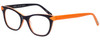 Profile View of Eyebobs Florence 2746-77 Designer Reading Eye Glasses with Custom Cut Powered Lenses in Deep Purple Orange Ladies Cateye Full Rim Acetate 47 mm