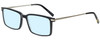 Profile View of Eyebobs Gus 3155-00 Designer Blue Light Blocking Eyeglasses in Black Silver Mens Rectangle Full Rim Acetate 57 mm