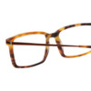 Close Up View of Eyebobs Gus 3155-19 Designer Reading Eye Glasses with Custom Cut Powered Lenses in Matte Tortoise Havana Brown Gold Mens Rectangle Full Rim Acetate 57 mm
