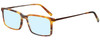 Profile View of Eyebobs Gus 3155-19 Designer Progressive Lens Blue Light Blocking Eyeglasses in Matte Tortoise Havana Brown Gold Mens Rectangle Full Rim Acetate 57 mm